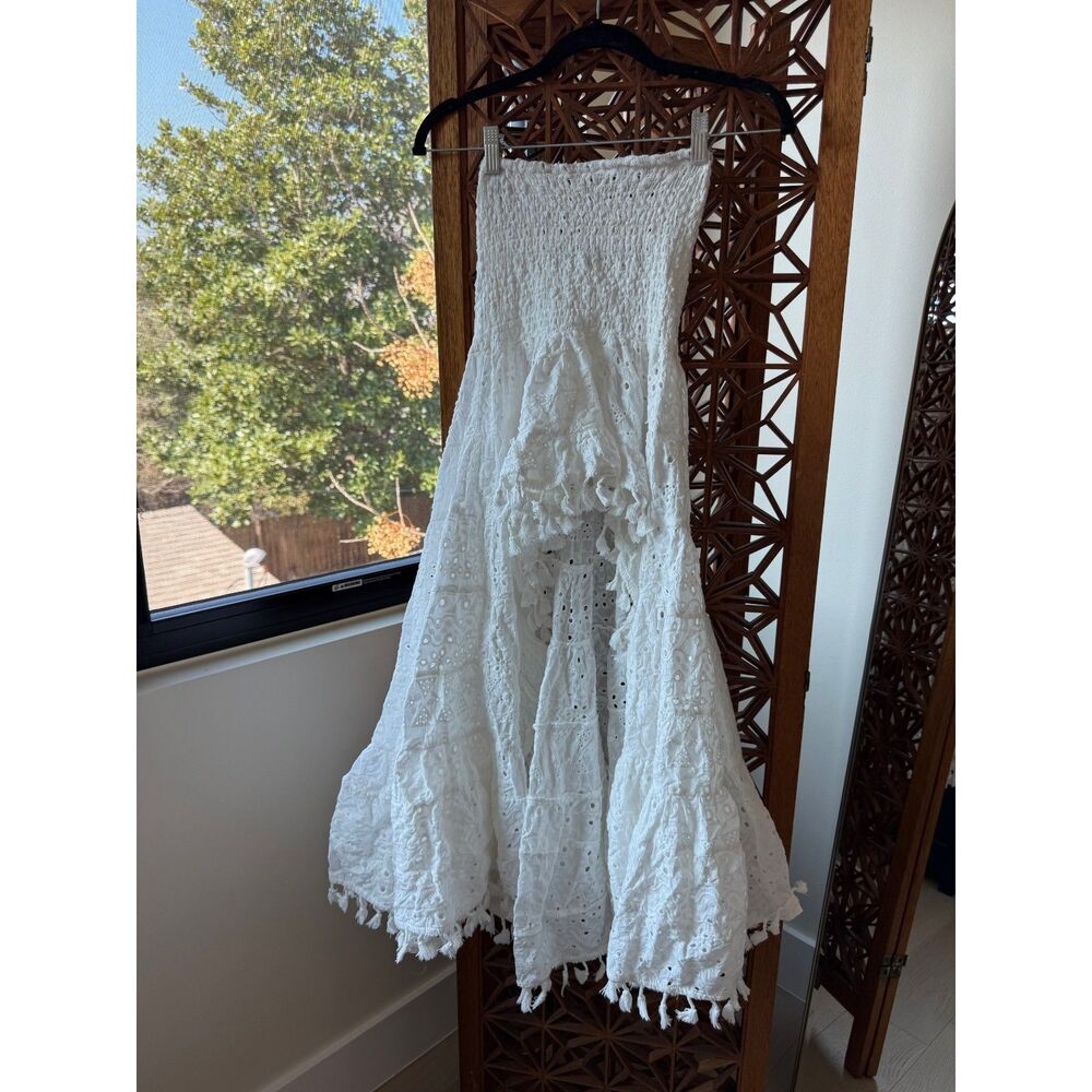 Antica Sartoria Giacomo Cinque Positano White Eyelet Maxi Skirt Size S-M